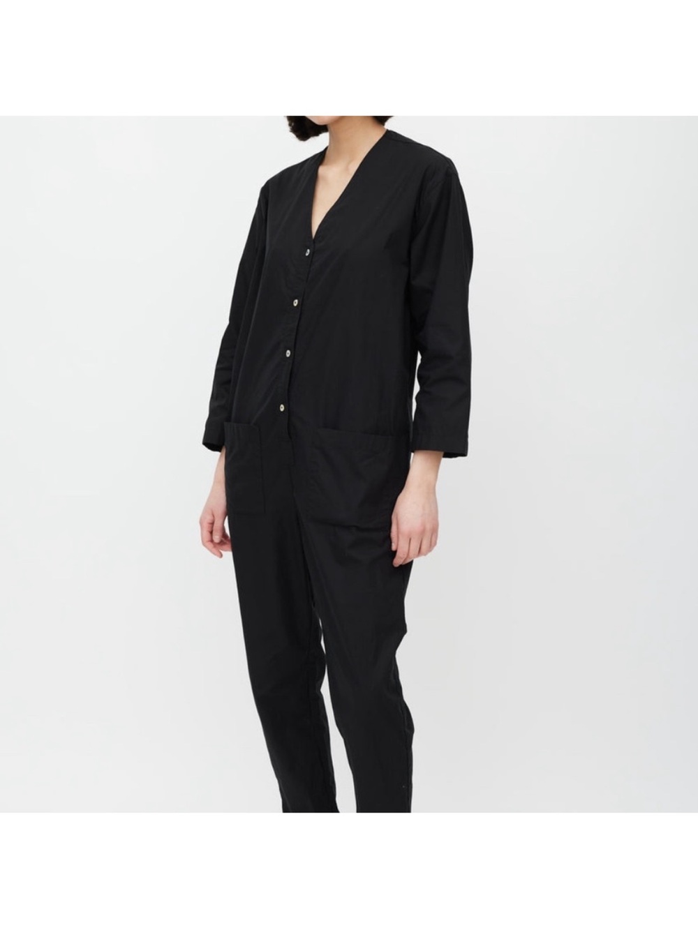 Wardrobe-Ready Black V-Neck Long Sleeve Jumpsuit